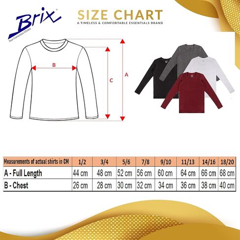 Brix Boys' Long Sleeve Tees - Tagless Crewneck Cotton Soft 4-pk Shirts. 2-20 in Kuwait