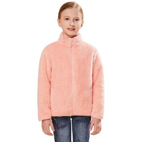 SOLOCOTE Boys Girls Sherpa Fleece Coats Long Sleeve Full Zip Kids Jacket