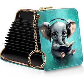 Yonlevres Credit Card Holder RFID Wallet, Small Card Holder Wallet for Women with Keychain Zipper, Funny Leather Print Credit Card Wallets Accordion Gift
