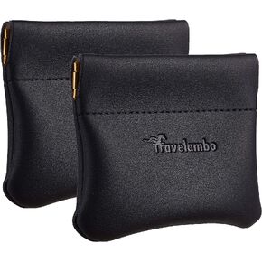 Travelambo Leather Squeeze Coin Purse Pouch Change Holder For Men & Women 2 pcs set