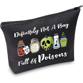 TSOTMO Evil Gift Queen Witchy Gift Poison Zipper Makeup Pouch Witch Poison Gift Poison Villains Inspired Gift Halloween Party Gift Villain Fans Gift (Full Of Poisons BLK)