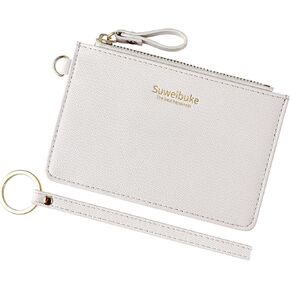 Aiyo Nice Women Slim RFID Card Case Holder Wristlet Zip ID Case Wallet Small Leather Wallet Coin Purse with Keychain