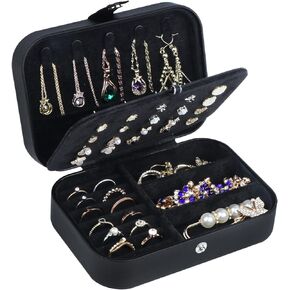 Travel Jewelry Box, PU Leather Small Jewelry Organizer for Women Girls, Portable Mini Travel Case Display Storage Holder Boxes for Stud Earrings, Rings, Necklaces, Bracelets.