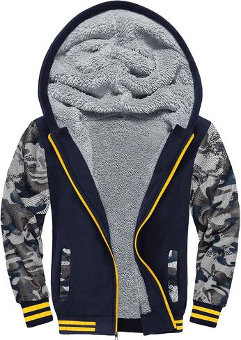 V VALANCH Boys Hoodie Full Zip Up Fleece Kids Sherpa Lined Sweatshirt Winter Soft Warm Jacket in Kuwait