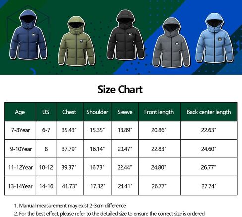 MOERDENG Kids Boy's Winter Coat Waterproof Fleece Lined Thick Down Coats Puffy Cotton Jackets with Hood in Saudi Arabia