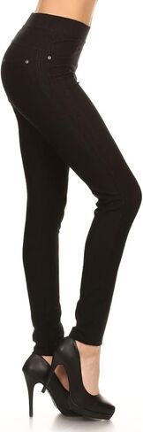 Leggings Depot Women's Cotton Blend Stretch Pull-on Jeggings Casual Pants with Pockets (Available in Plus Size) in Kuwait
