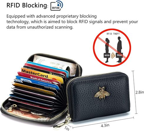 حامل بطاقات الائتمان imeetu RFID، محفظة بطاقات جلدية صغيرة بسحاب للنساء in Kuwait