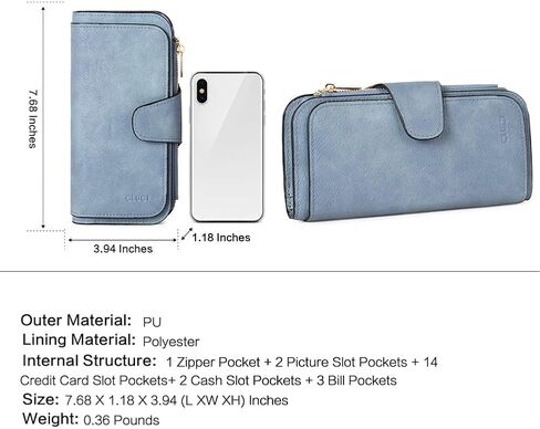 CLUCI Women Wallet Leather RFID Trifold Large in Saudi Arabia