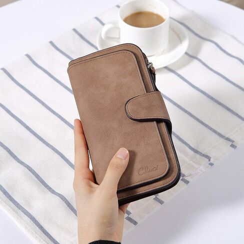 CLUCI Women Wallet Leather RFID Trifold Large in Saudi Arabia