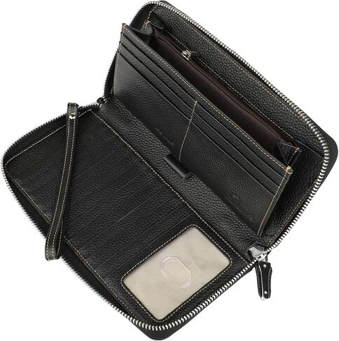 محفظة Lavemi النسائية RFID Blocking 100% جلدية ذات سعة كبيرة وسحاب حول المحفظة وحامل الهاتف ومحفظة السفر ومحفظة السوار in Kuwait