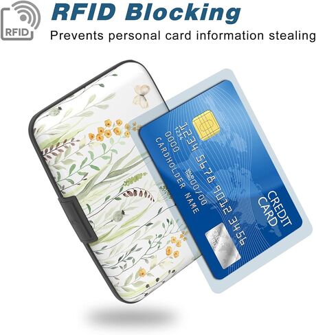 Credit Card Holder, Mini Aluminum Card Wallet RFID Blocking Slim Metal Hard Card Case for Women Men, Abstract Marble in Saudi Arabia