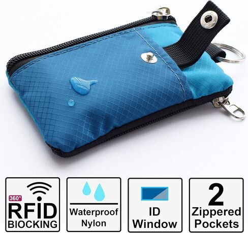 CHENSPRX Minimalist RFID Blocking Small Wallet with ID Window,WaterResistant Zip Id Case Wallet with Lanyard Keychain for Cards,Cash,Travel,Women,Men in Saudi Arabia