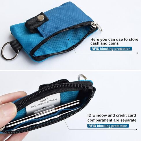 CHENSPRX Minimalist RFID Blocking Small Wallet with ID Window,WaterResistant Zip Id Case Wallet with Lanyard Keychain for Cards,Cash,Travel,Women,Men in Saudi Arabia