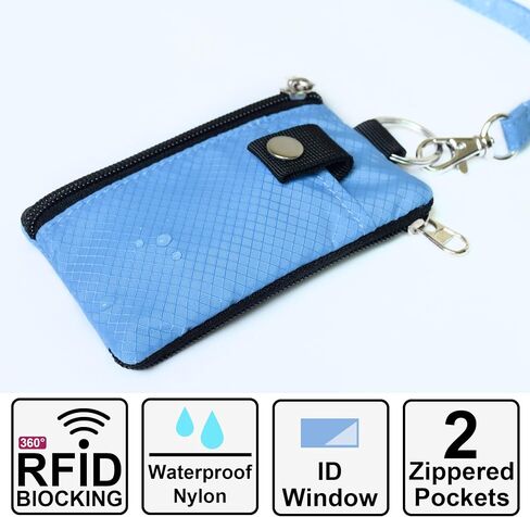 CHENSPRX Minimalist RFID Blocking Small Wallet with ID Window,WaterResistant Zip Id Case Wallet with Lanyard Keychain for Cards,Cash,Travel,Women,Men in Saudi Arabia