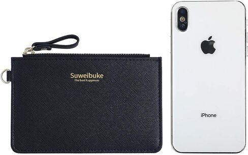 Aiyo Nice Women Slim RFID Card Case Holder Wristlet Zip ID Case Wallet Small Leather Wallet Coin Purse with Keychain in Kuwait