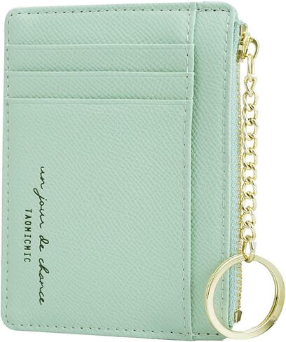 Women Slim Leather Card Case Holder Small Wallet Cute Coin Purse Girl Mini Wallet with Keychain (A-Grey) in Saudi Arabia