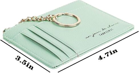 Women Slim Leather Card Case Holder Small Wallet Cute Coin Purse Girl Mini Wallet with Keychain (A-Grey) in Saudi Arabia