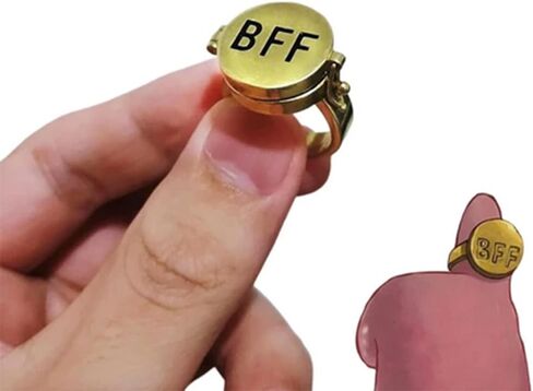 Rrdaily سبونجبوب BFF خواتم لاثنين من أفضل الأصدقاء حلقات جمالية من الرسوم المتحركة الذهبية حلقات لطيفة متطابقة مع حلقات زوجين قابلة للتعديل هدية مجوهرات جمالية للفتيات المراهقات in Kuwait
