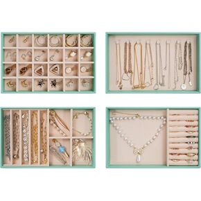 ProCase Set of 4 Stackable Jewelry Organizer Trays for Drawers, Jewelry Drawer Inserts Container Display Case Storage for Earring Necklace Rings Bracelet with Removable Dividers -Grey in Saudi Arabia