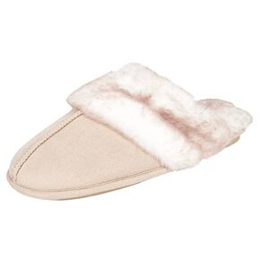 Jessica Simpson Women's Comfy Faux Fur House Slipper Scuff Memory Foam Slip on Anti-Skid Sole in Saudi Arabia