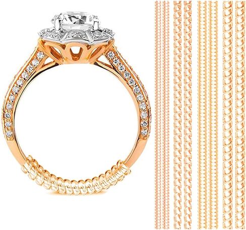 اونتاريون اداة ضبط مقاس الخاتم - اداة شد مطاطية للخواتم الذهبية - واقيات سيليكون للخواتم السائبة - فواصل مجوهرات بـ 4 مقاسات - ريسيزر ذهبي للرجال والنساء - 8 قطع حلزونية - ارتداء مريح in Kuwait