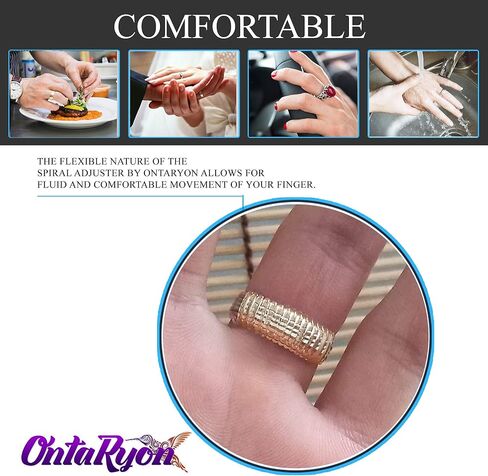 اونتاريون اداة ضبط مقاس الخاتم - اداة شد مطاطية للخواتم الذهبية - واقيات سيليكون للخواتم السائبة - فواصل مجوهرات بـ 4 مقاسات - ريسيزر ذهبي للرجال والنساء - 8 قطع حلزونية - ارتداء مريح in Kuwait