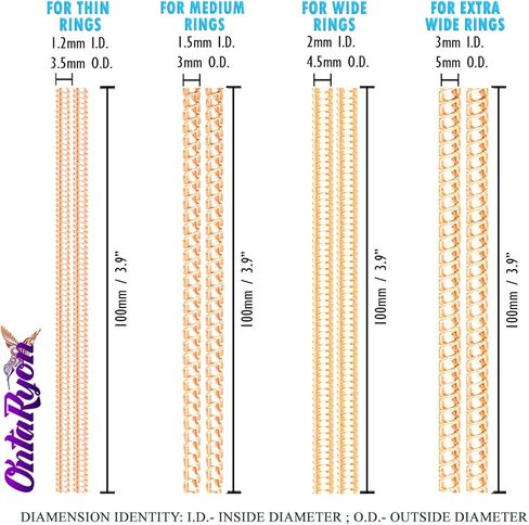 اونتاريون اداة ضبط مقاس الخاتم - اداة شد مطاطية للخواتم الذهبية - واقيات سيليكون للخواتم السائبة - فواصل مجوهرات بـ 4 مقاسات - ريسيزر ذهبي للرجال والنساء - 8 قطع حلزونية - ارتداء مريح in Kuwait