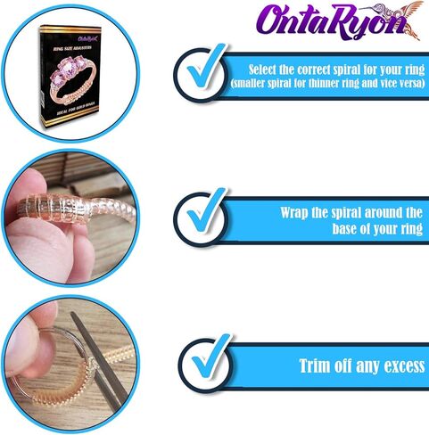 اونتاريون اداة ضبط مقاس الخاتم - اداة شد مطاطية للخواتم الذهبية - واقيات سيليكون للخواتم السائبة - فواصل مجوهرات بـ 4 مقاسات - ريسيزر ذهبي للرجال والنساء - 8 قطع حلزونية - ارتداء مريح in Kuwait