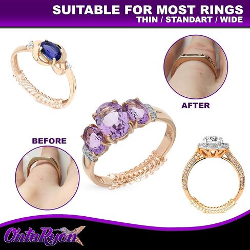 اونتاريون اداة ضبط مقاس الخاتم - اداة شد مطاطية للخواتم الذهبية - واقيات سيليكون للخواتم السائبة - فواصل مجوهرات بـ 4 مقاسات - ريسيزر ذهبي للرجال والنساء - 8 قطع حلزونية - ارتداء مريح in Kuwait