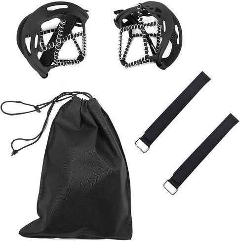 Ice Cleats, Highly Elastic Traction Cleats Grippers with Magic Tape Straps and Storage Bag, Anti Slip Walk Traction Cleats for Hiking Walking on Snow and Ice in Saudi Arabia