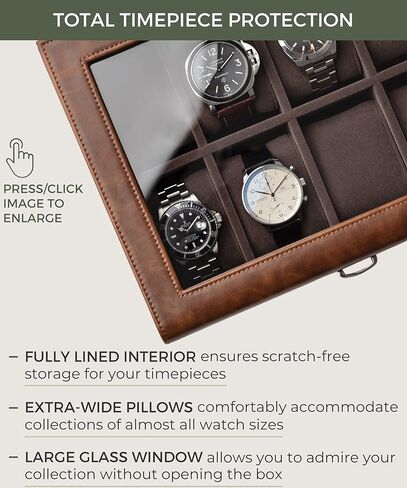 صندوق مجموعة ساعات TAWBURY 8 للرجال – صندوق ساعات رجالي للساعات الكبيرة | حافظة ساعة من الجلد الأسود الصناعي | حامل الساعات الفاخرة | مشاهدة المنظم | علبة الساعة | حالات مشاهدة | مجموعة صندوق الساعات باللون الأسود in Kuwait