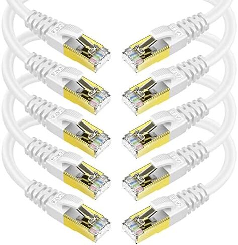 كابل إيثرنت KASIMO CAT 8 بطول 3 أقدام، 5 حزم سلك تصحيح شبكة الإنترنت SFTP محمي باللون الأسود، كابلات LAN عالية السرعة للخدمة الشاقة مع موصل RJ45 مطلي بالذهب احترافي لجهاز التوجيه والمودم والألعاب in Kuwait