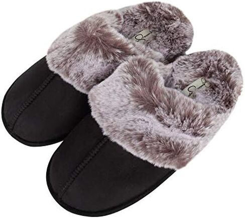 Jessica Simpson womens Comfy Faux Fur House Slipper Scuff Memory Foam Slip on Anti-skid SoleSlipper in Saudi Arabia