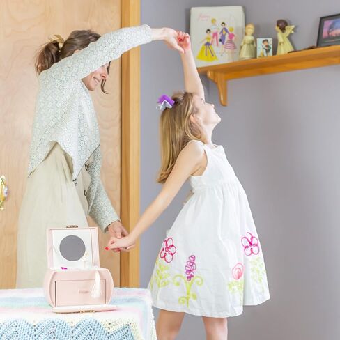 Vlando Kids Musical Jewelry Box for Girls with Drawer, Music Box with Ballerina and Stickers for Birthday Bedroom Decor, Gifts for Girls Kids Christmas Thanksgiving Gifts 2023 - Blue in Kuwait