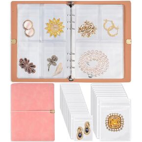 Jewelry Organizer, 2 Pack Jewelry Storage Book with Pockets, Foldable Earrings Travel Album, PU Leather Accessories Holder Booklet for Bracelets Necklace Rings (128 Grids+128 Anti-Oxidation PVC Bags) in Saudi Arabia