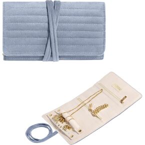 Benevolence LA Jewelry Travel Organizer | Jewelry Roll, Travel Jewelry Case, Velvet Jewelry Organizer, Jewelry Travel Organizer for Necklaces, Rings, Travel Essentials for Women - Caramel in Kuwait