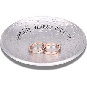 PureRejuva 10th Anniversary Tin Gifts – 4 In., Engraved, Aluminum Wedding Ring Holder Dish & Gift Box – 10 Year Anniversary for Him & 10 Year Anniversary for Her Textured Style in Saudi Arabia