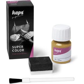 Dye Paint for Leather Shoes and Bags with Sponge and Brush, Kaps Super Color, 70 Colors (107 - Yellow)