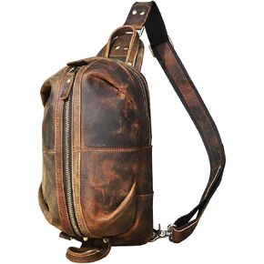 Handadsume سميكة مجنون الحصان الجلود مثلث Crossbody الرافعة حقيبة صدر للرجال السفر حقيبة كتف واحدة Daypack للرجال الذكور 3028