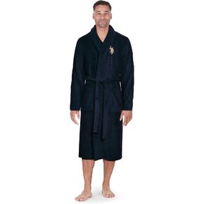 U.S. Polo Assn. Men’s Bathrobe – Plush Fleece Robe with Shawl Collar