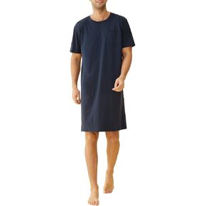 Latuza Men's Cotton Nightshirt Short Sleeves Sleep Shirt Nightgown