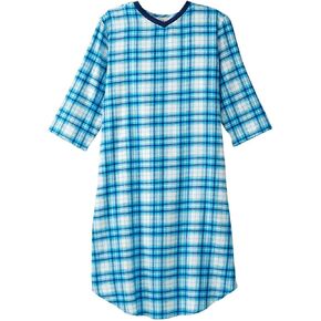 Men’s Open Back Adaptive Flannel Nightgown for Seniors - Back Snap Nightgowns with Dome Closure in Saudi Arabia