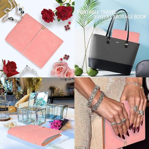 Jewelry Organizer, 2 Pack Jewelry Storage Book with Pockets, Foldable Earrings Travel Album, PU Leather Accessories Holder Booklet for Bracelets Necklace Rings (128 Grids+128 Anti-Oxidation PVC Bags) in Kuwait