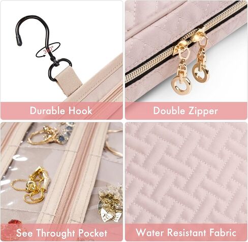 Travel Jewelry Organizer Case, Jewelry Travel Bags for Women, Small Travel Jewelry Case for Tangle-Free Earrings, Necklaces, Rings Storage, Travel Accessories, Black in Kuwait