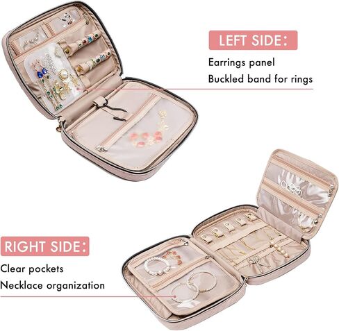 Travel Jewelry Organizer Case, Jewelry Travel Bags for Women, Small Travel Jewelry Case for Tangle-Free Earrings, Necklaces, Rings Storage, Travel Accessories, Black in Kuwait