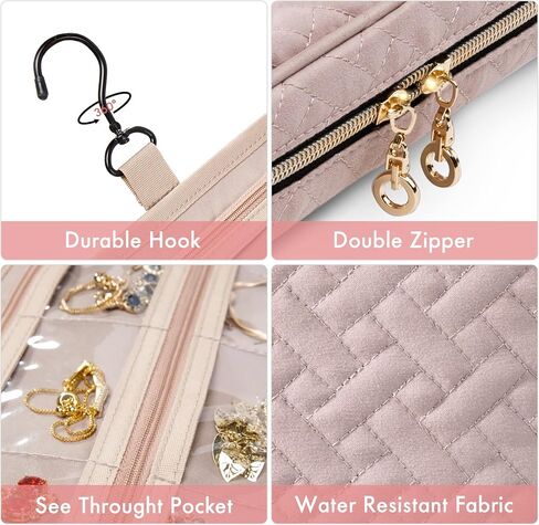 Travel Jewelry Organizer Case, Jewelry Travel Bags for Women, Small Travel Jewelry Case for Tangle-Free Earrings, Necklaces, Rings Storage, Travel Accessories, Black in Kuwait
