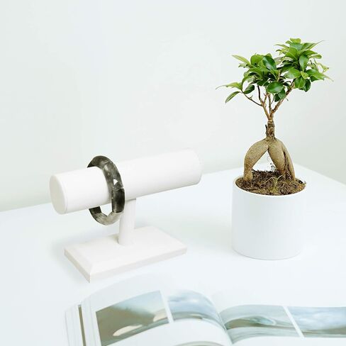 MOOCA Black Deluxe PU Faux Leather Jewelry Holder Organizer, Wooden Bracelet Holder Stand, T-Bar Display Stand, Jewelry Organizer Stand for Bracelets, Bangles, and Watches in Kuwait