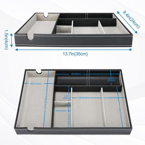 ProCase Valet Tray للرجال، منظم منضدة EDC تفريغ صواني Catchall مع محطة شحن الهاتف، صندوق تخزين من الجلد الصناعي لمدخل خزانة الملابس لساعة المحفظة الرئيسية والنظارات الشمسية - أزرق داكن in Kuwait