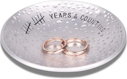 PureRejuva 10th Anniversary Tin Gifts – 4 In., Engraved, Aluminum Wedding Ring Holder Dish & Gift Box – 10 Year Anniversary for Him & 10 Year Anniversary for Her Textured Style in Kuwait