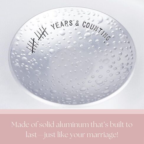 PureRejuva 10th Anniversary Tin Gifts – 4 In., Engraved, Aluminum Wedding Ring Holder Dish & Gift Box – 10 Year Anniversary for Him & 10 Year Anniversary for Her Textured Style in Kuwait